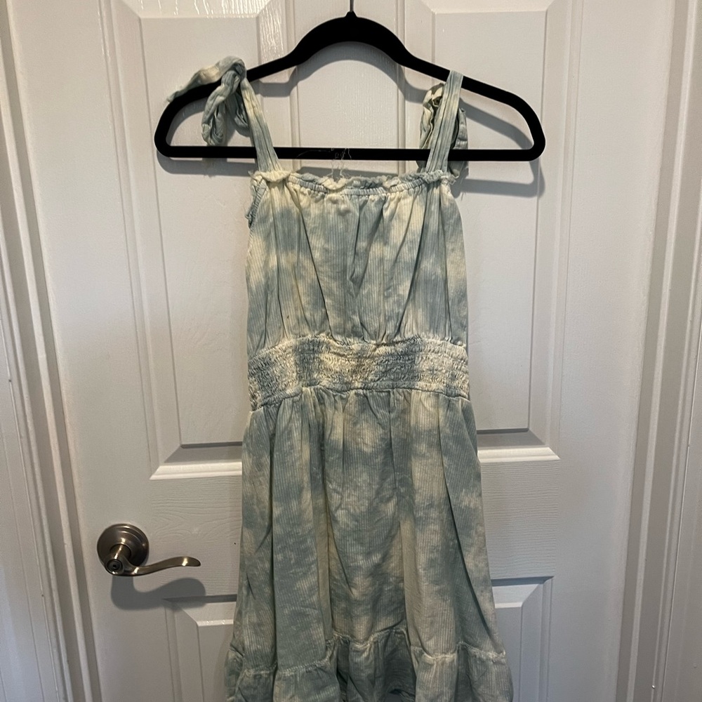 True Craft Blue Cream Tie Dye Flowy Tank Dress Size L - Picture 1 of 4